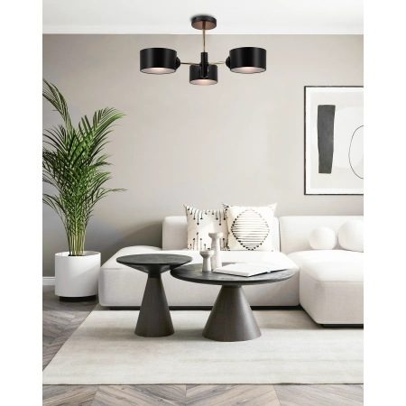 Lampa sufitowa metalowa czarno-złota 3-punktowa 1097/3B z serii VITO - Lampy Elem